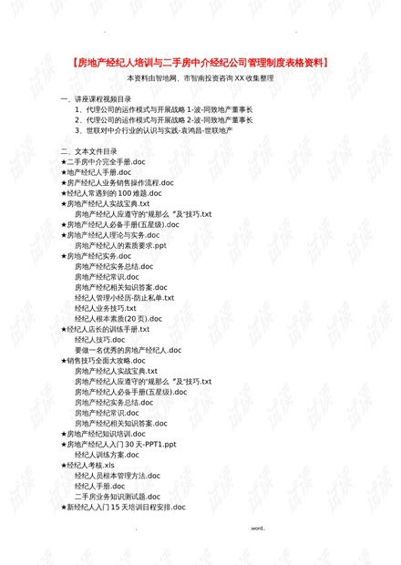 房地產(chǎn)經(jīng)紀人培訓與二手房中介經(jīng)紀公司管理制度表格.doc資源 csdn文庫